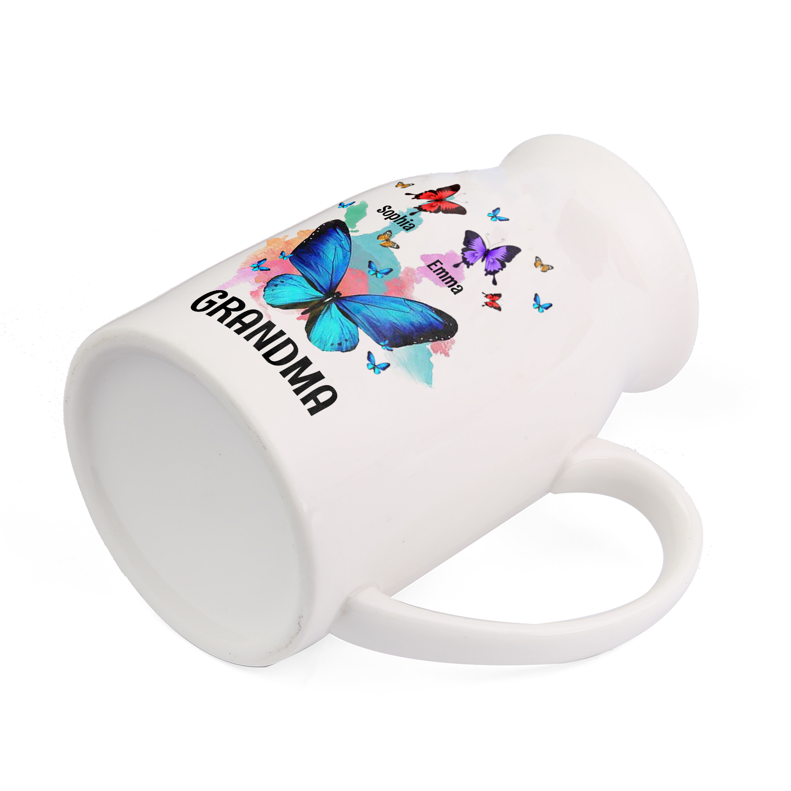 Personalised Ceramic Flower Vase Custom 2–8 Names & 1 Text Colourful Butterfly Vase Gift for Mother/Grandma-Jessemade AU