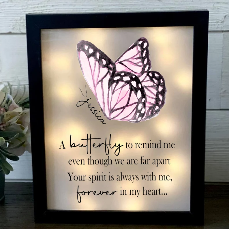 Forever In My Heart Personalised Butterfly Memorial Frame Lighted Shadow Box Memorial Gift-Jessemade AU