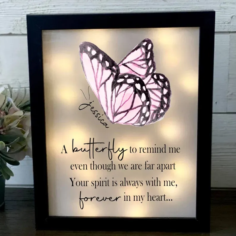 Forever In My Heart Personalised Butterfly Memorial Frame Lighted Shadow Box Memorial Gift-Jessemade AU