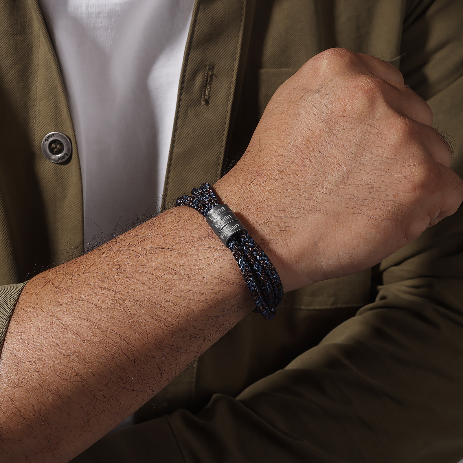 3 Names - Vintage Men's Bracelet Customised Name Nylon Bracelet Three Layers Bracelet Personalised Gift for Him-Jessemade AU