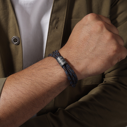 3 Names - Vintage Men's Bracelet Customised Name Nylon Bracelet Three Layers Bracelet Personalised Gift for Him-Jessemade AU