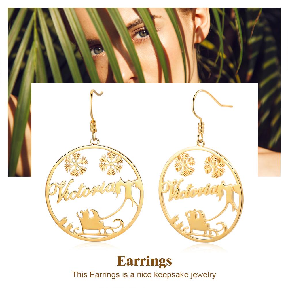 Christmas Name Hoop Earrings with Snowflake Custom Gifts-Jessemade AU