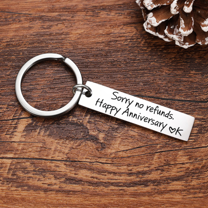 Personalised Letter Keychain "Sorry, No Refunds" Funny Keychain Anniversary Gifts for Couples-Jessemade AU