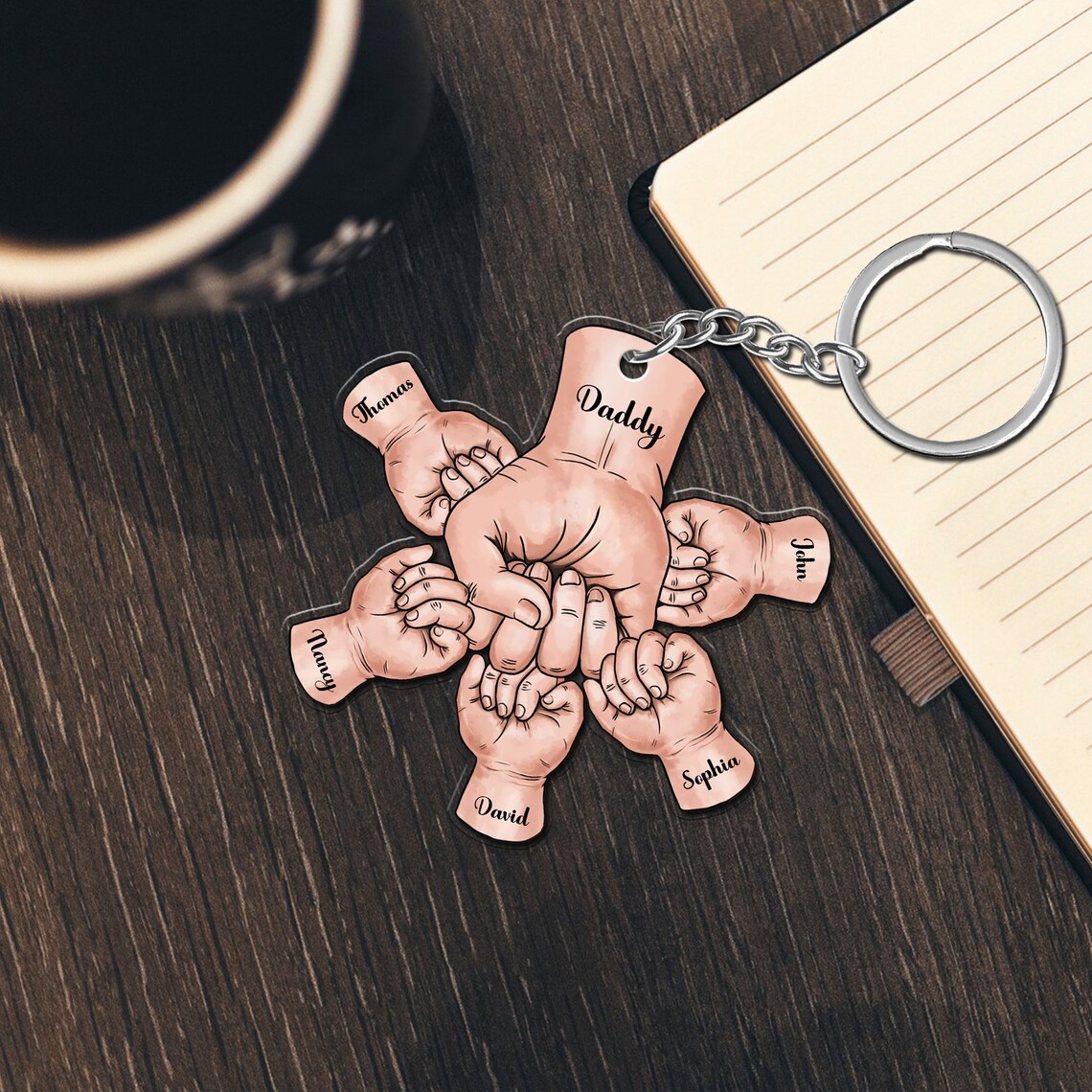 Personalised Fist Bump Keychain Engrave 2 Names Acrylic Keyring Father's Day Gifts-Jessemade AU