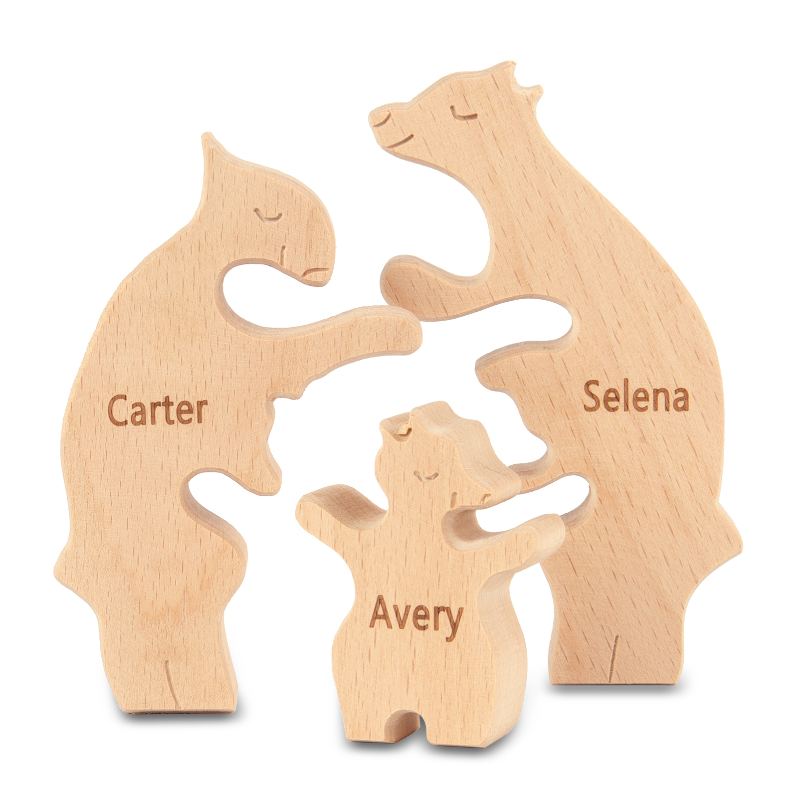 Personalised Wooden Animal Puzzle Custom 3 Names Puzzle Whale Bear Rabbit Hug Ornament Gifts for Family-Jessemade AU