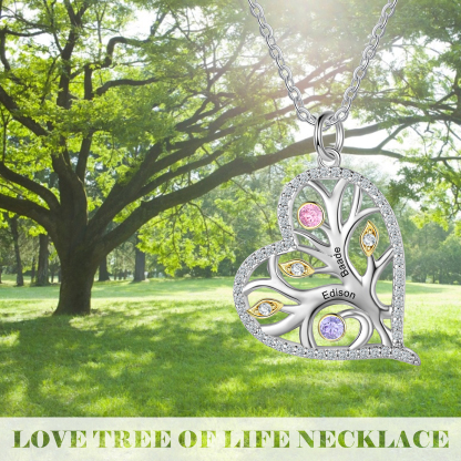 Personalised Family Tree Necklace With 2 Birthstones Custom Names Best Gift For Mother-Jessemade AU