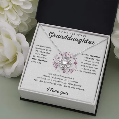 To My Granddaughter Love Knot Necklace "Hold This Close To Feel My Love“ Inspirational Gifts for Granddaughter-Jessemade AU