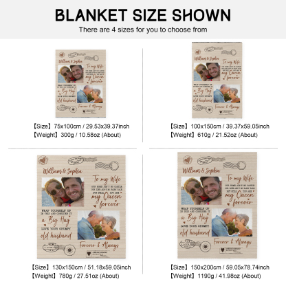 To My Wife Personalised Couple Blanket Engrave Photo Sweet Gift For Her "you are my queen forever"-Jessemade AU
