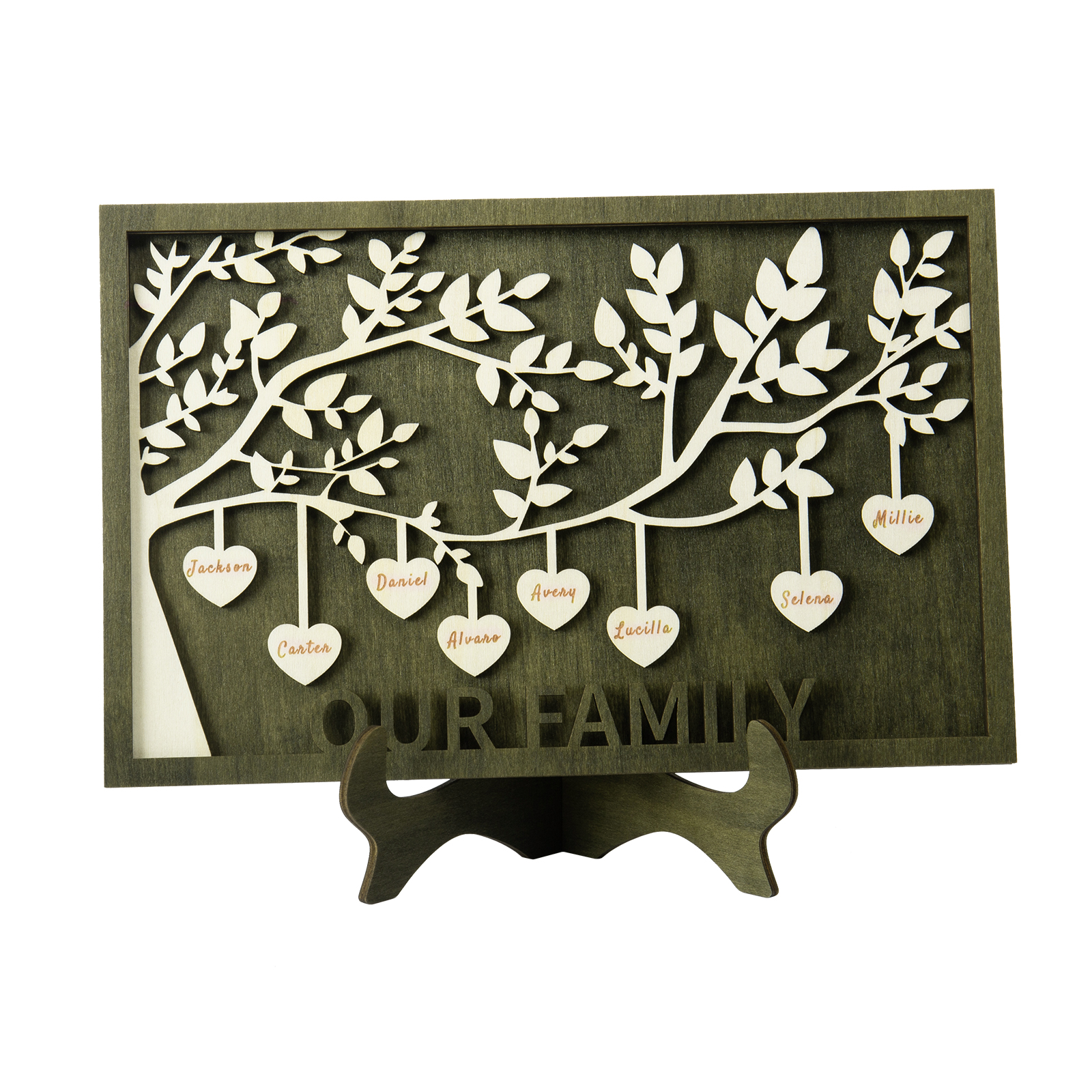 Family Tree Wood Frame Personalised Family Tree Sign Engrave 8 Names Keepsake Gifts-Jessemade AU
