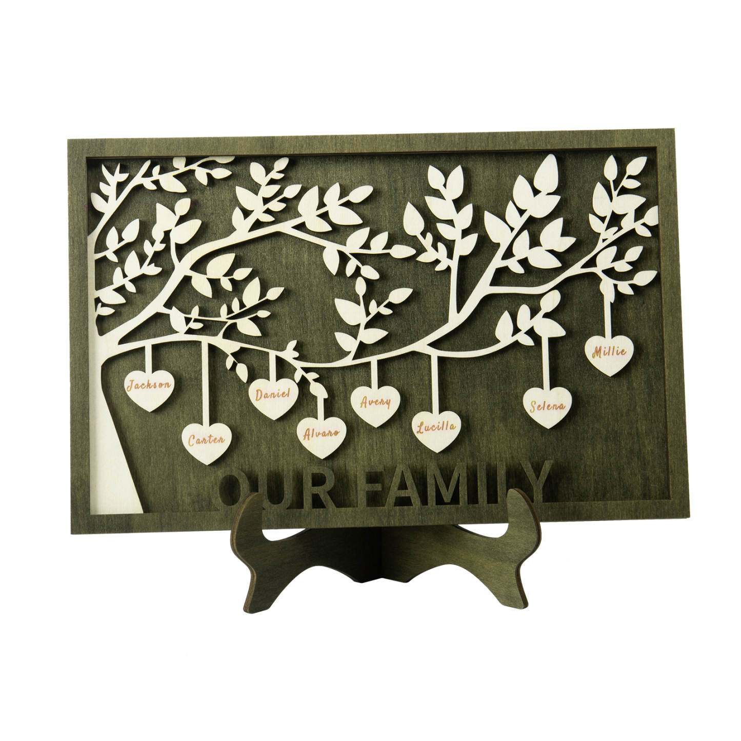 Family Tree Wood Frame Personalised Family Tree Sign Engrave 8 Names Keepsake Gifts-Jessemade AU