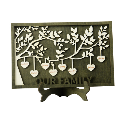 Family Tree Wood Frame Personalised Family Tree Sign Engrave 8 Names Keepsake Gifts-Jessemade AU