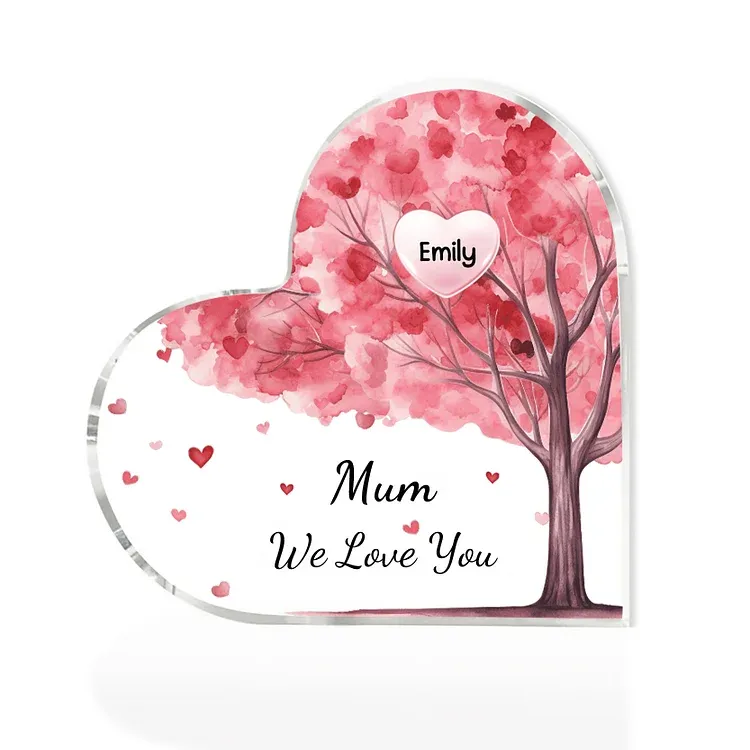 1 Name - Personalised Acrylic Heart Keepsake Custom Text Pink Tree Ornaments Gifts for Grandma/Mother-Jessemade AU