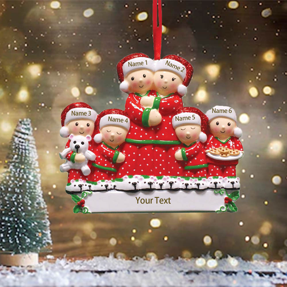 Pajamas Christmas Ornament Custom 3 Names Hanging Ornament Gifts For Family-Jessemade AU