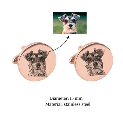 Personalised Men's Cufflinks Custom 2 Photos Circle Metal Cufflinks Pet Photo Memorial Gift-Jessemade AU