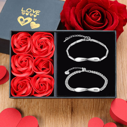 Customised Couple Bracelets Engrave Names Matching Bracelet Love Gifts-Jessemade AU
