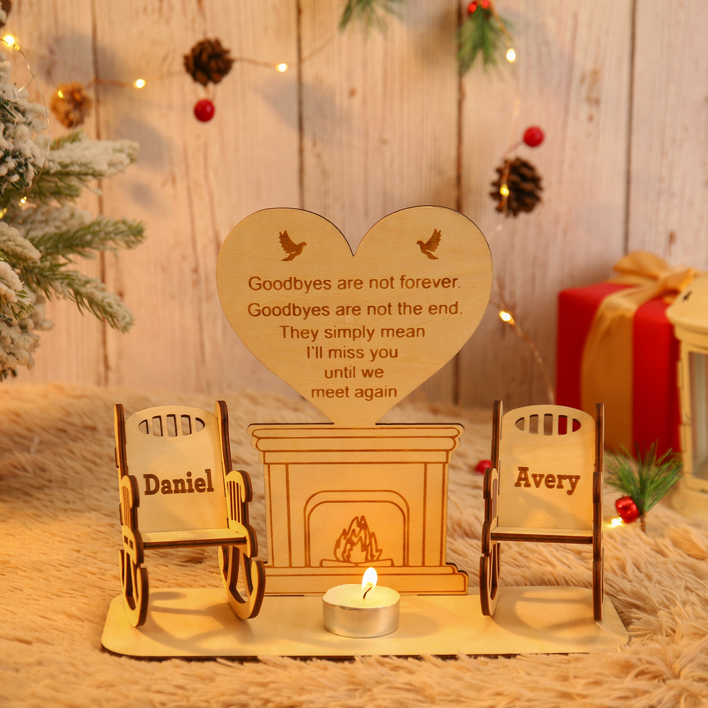 Christmas in Heaven Rocking Chair Ornament Custom 2 Names Memorial Gifts - Goodbyes Are Not Forever.-Jessemade AU