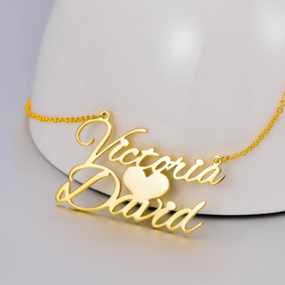 Personalised Heart Necklace Custom 2 Names Necklace Gift For Her-Jessemade AU