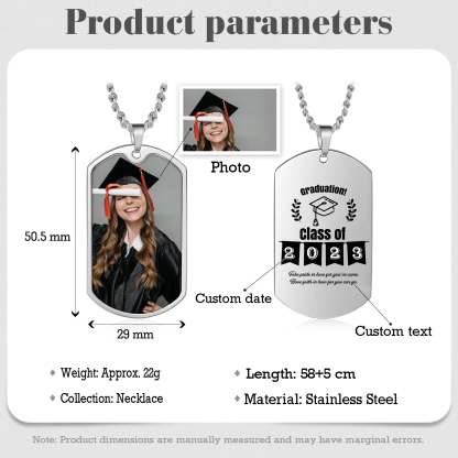 Class of 2024 Personalised Photo Necklace Custom Dog Tag Necklace Graduation Gifts-Jessemade AU
