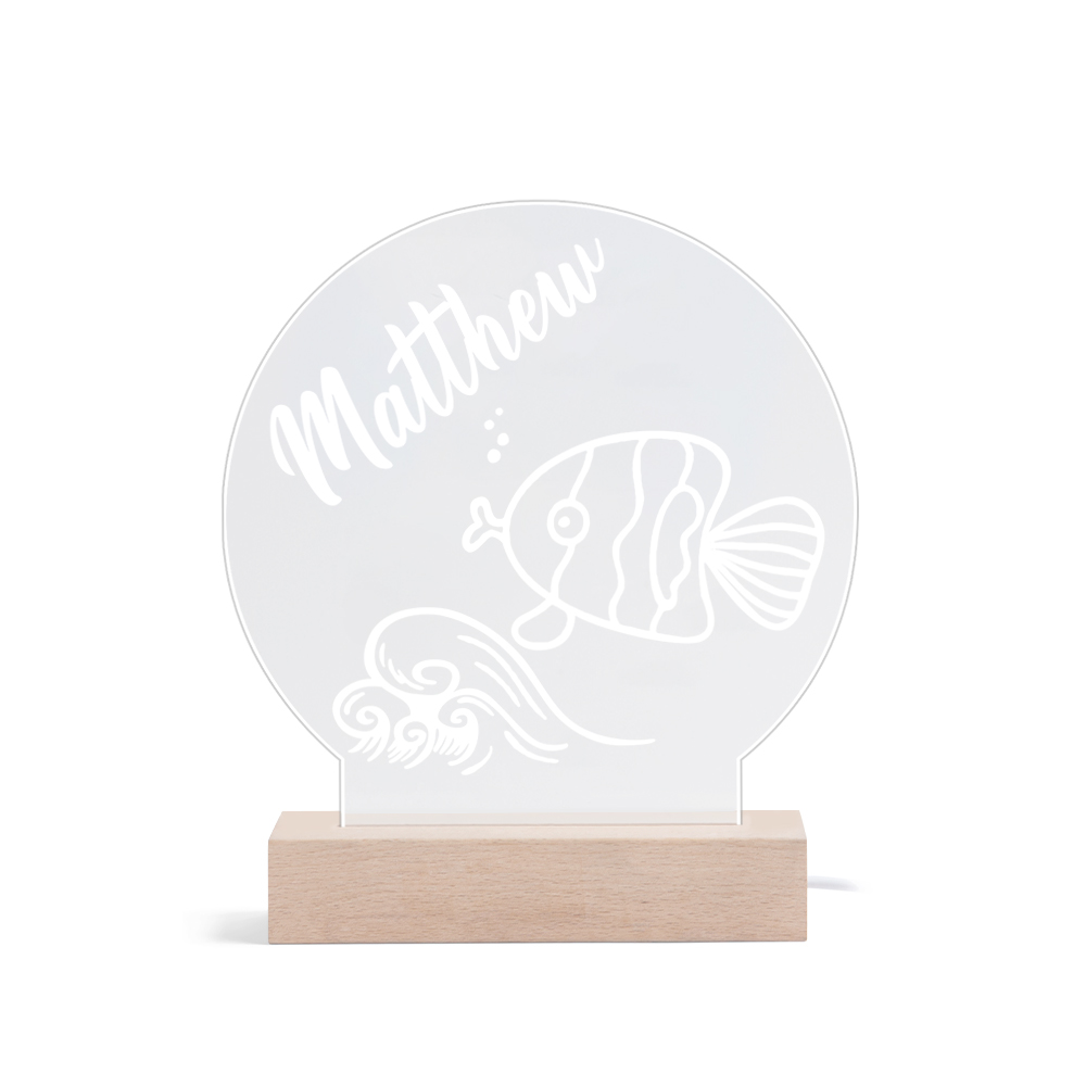 Fish Night Light Personalised Name LED Lamp Custom Animal Night Light Gifts For Kids-Jessemade AU