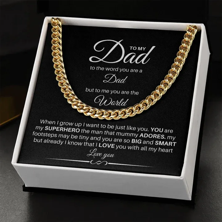 To My Dad Cuban Chain Necklace Stainless Steel Necklace Set Father's Day Gifts-Jessemade AU