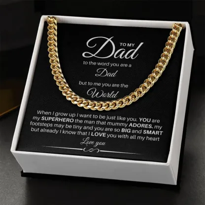 To My Dad Cuban Chain Necklace Stainless Steel Necklace Set Father's Day Gifts-Jessemade AU