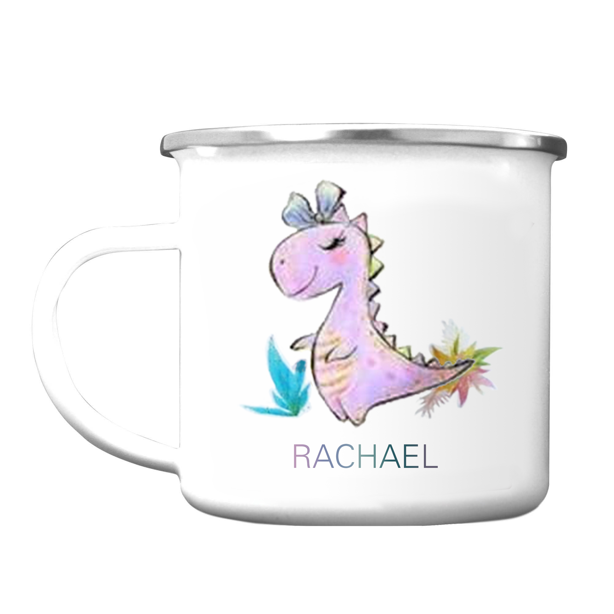 Personalised Enamel Mug Customised Name Dinosaur Cup Camping Mug Birthday Gift for Kids - Tyrannosaurus Rex-Jessemade AU