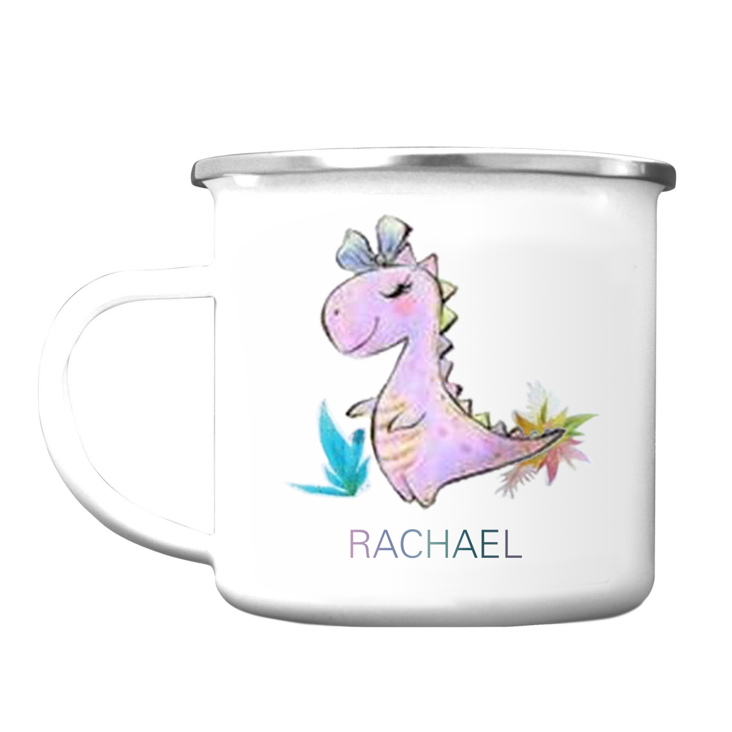 Personalised Enamel Mug Customised Name Dinosaur Cup Camping Mug Birthday Gift for Kids - Tyrannosaurus Rex-Jessemade AU