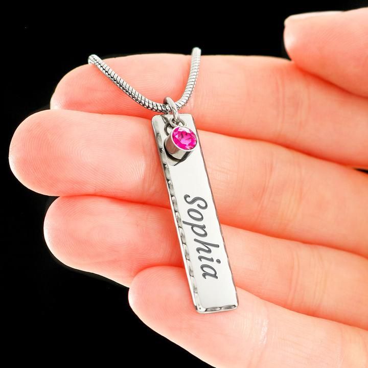 Personalised Bar Necklace With 1 Birthstone Bar Necklace For Mother-Jessemade AU