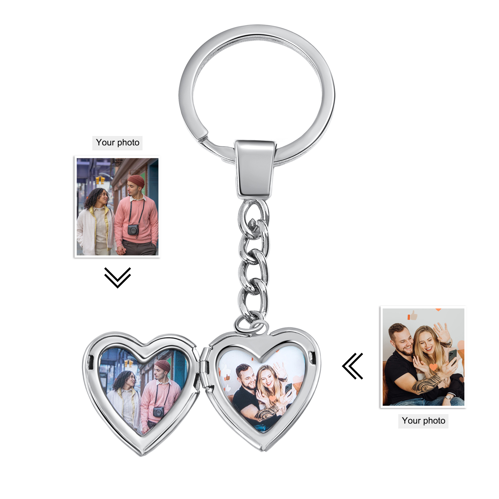 Personalised Photo Keychain Custom 2 Photos Gifts For Him-Jessemade AU