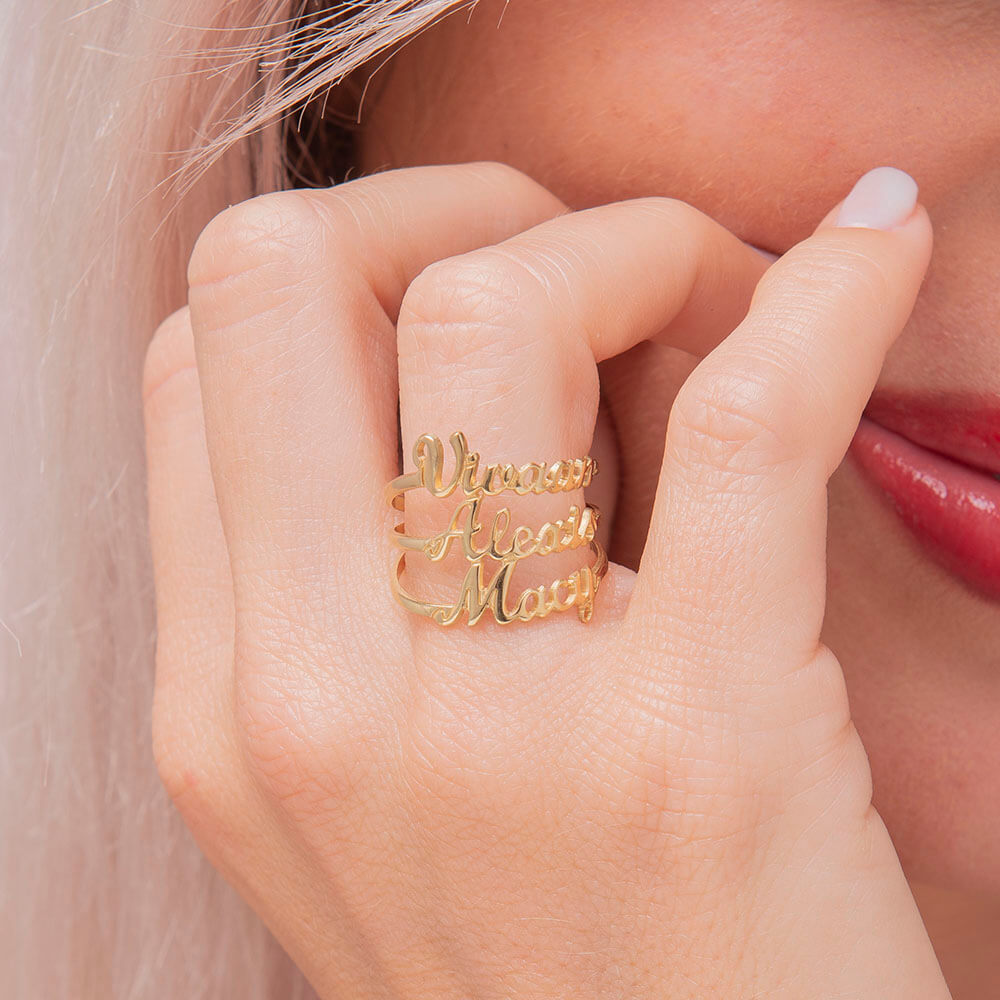 Personalised Name Ring Custom 4 Names Ring Gifts For Women-Jessemade AU