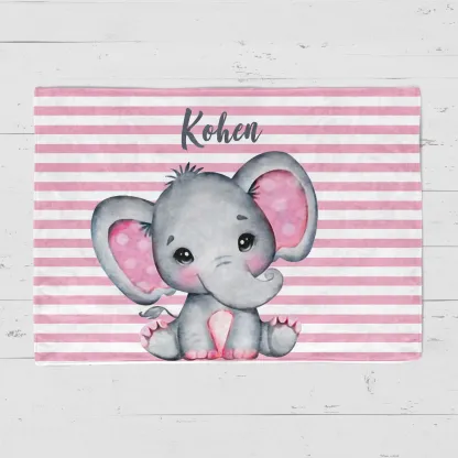 Personalised Baby Elephant Blanket Custom Name Gifts For Kids-Jessemade AU