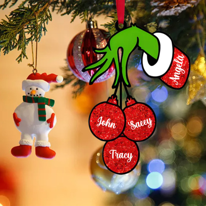 4 Names - Personalised Wooden Christmas Ornaments Customised Name Grinch Christmas Ornament Gifts for Family Friends-Jessemade AU
