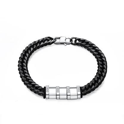Personalised Black Stainless Steel Bracelet Custom 3 Names Men's Women's Bracelets For Couple-Jessemade AU