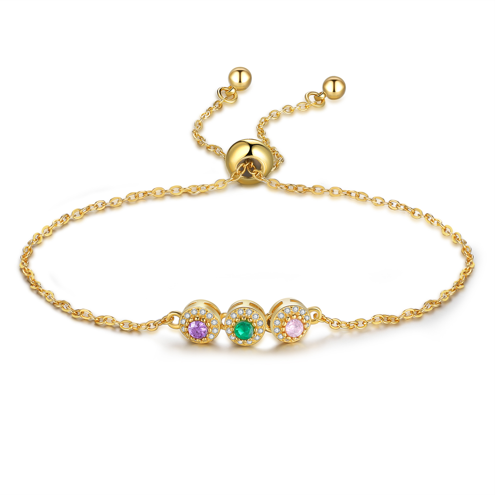 Personalised Women's Bracelet Customised 3 Birthstones Bracelets Birthday Mother's Day Gift for Her-Jessemade AU