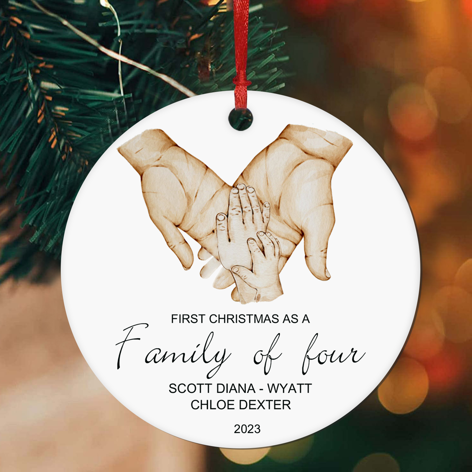 Personalised Christmas Tree Ornaments Wooden Palm Christmas Pendant Custom Text Gifts for Family Friends-Jessemade AU