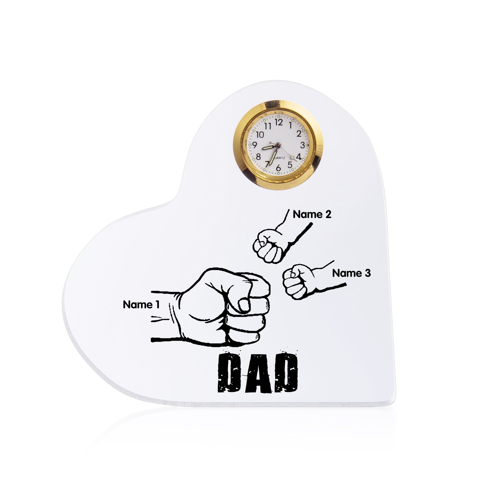 Father's Day Gifts Acrylic Heart Keepsake Personalised Fist Bump Heart Sign with 3 Names-Jessemade AU