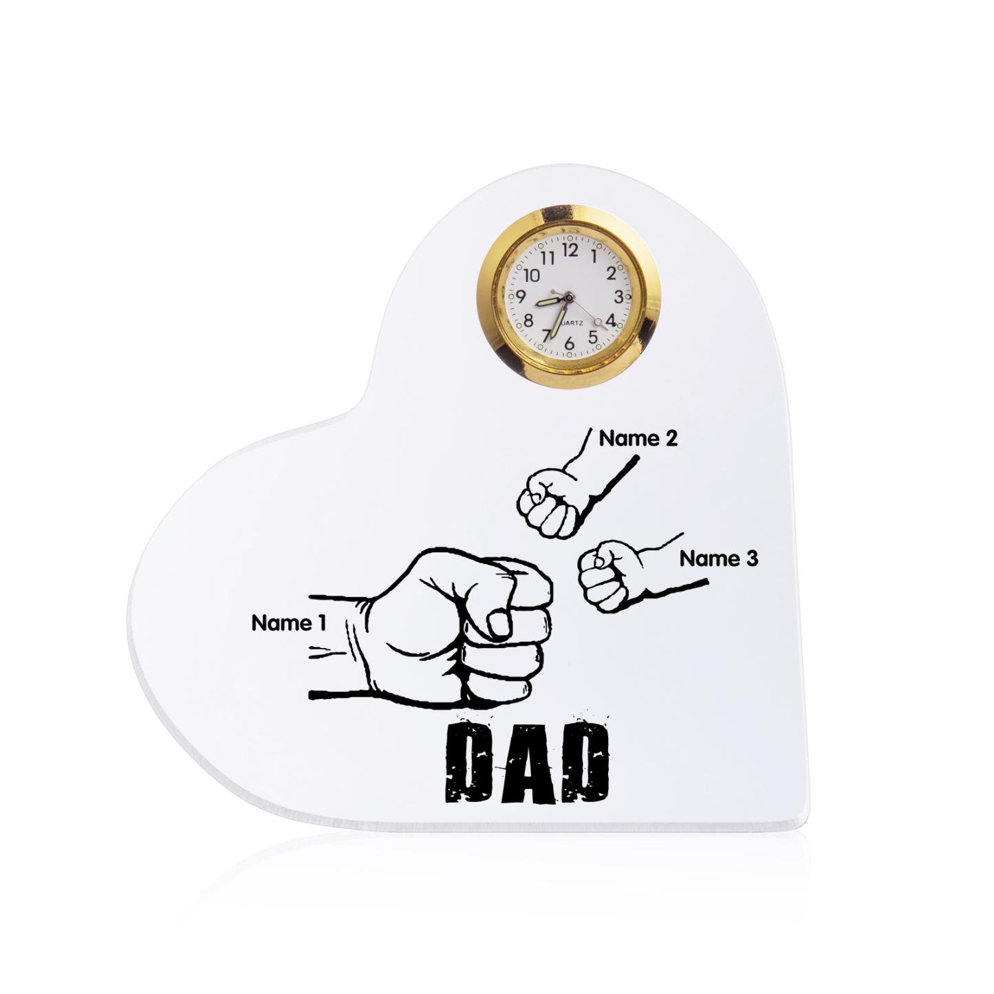 Father's Day Gifts Acrylic Heart Keepsake Personalised Fist Bump Heart Sign with 3 Names-Jessemade AU