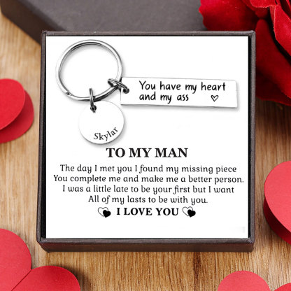 Personalised Couple Keychain Custom Name Keyring "You Have My Heart And My Ass" Valentine's Day Gifts for Couples-Jessemade AU