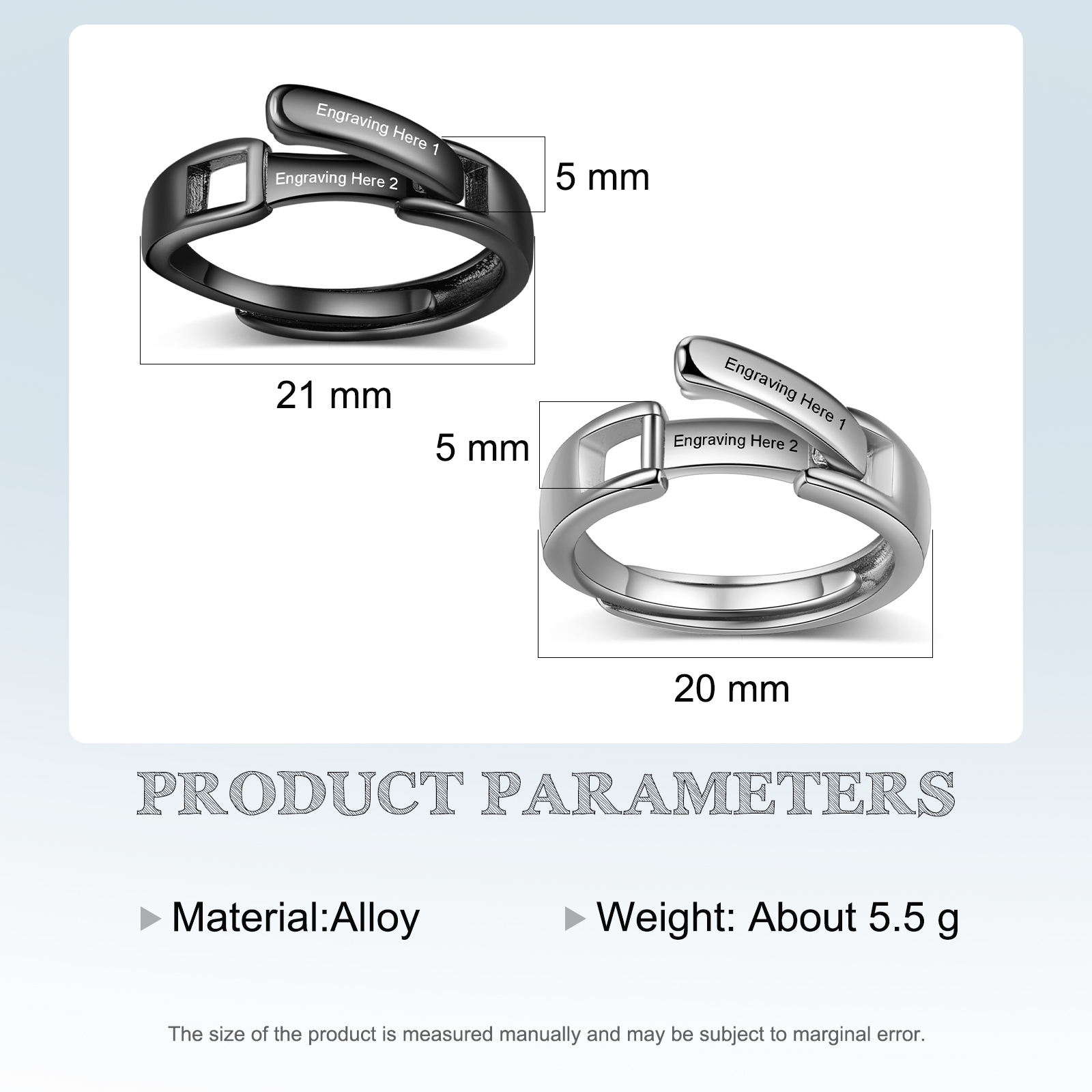 Couple Ring Personalised Matching Rings Gift for Couple