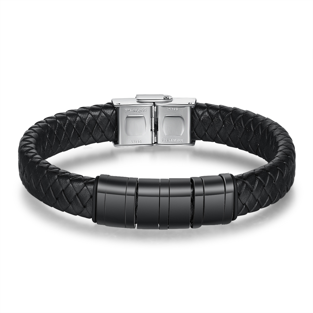 Black Personalised Men's 4 names Bracelet For Dad-Jessemade AU