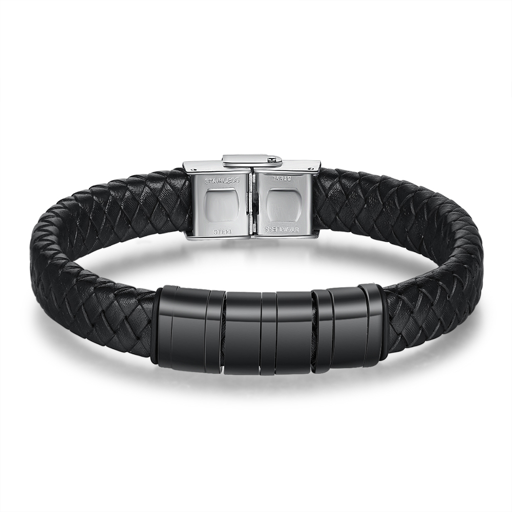 Black Personalised Men's 4 names Bracelet For Dad-Jessemade AU