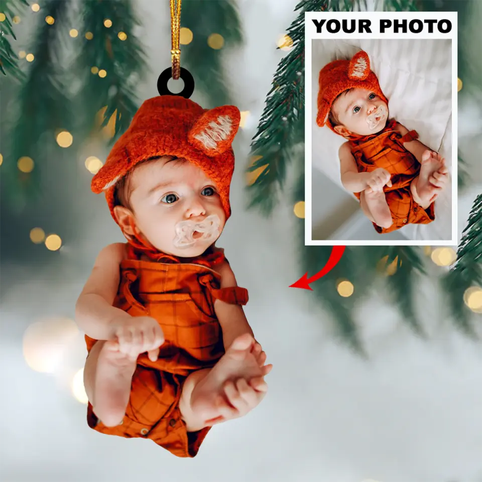 Custom Baby Photo Acrylic Ornament Personalised Acrylic Christmas Ornament Gift for Family Newborn-Jessemade AU