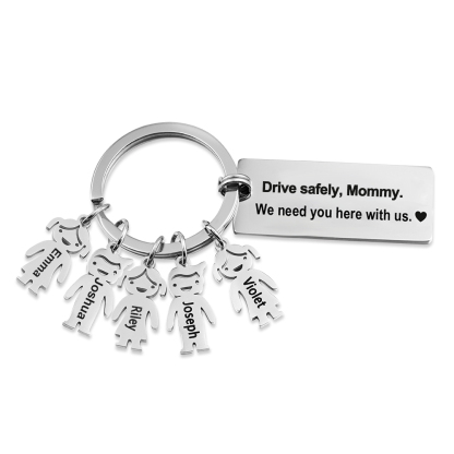 To My Dad 5 Kid Charms Keychain "Drive Safely, Daddy"-Jessemade AU