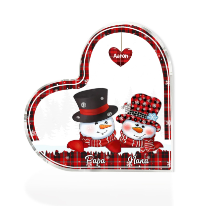 Acrylic Heart Keepsake Customised 3 Names Christmas Snowman Decor Personalised Gifts for Grandma Mum-Jessemade AU