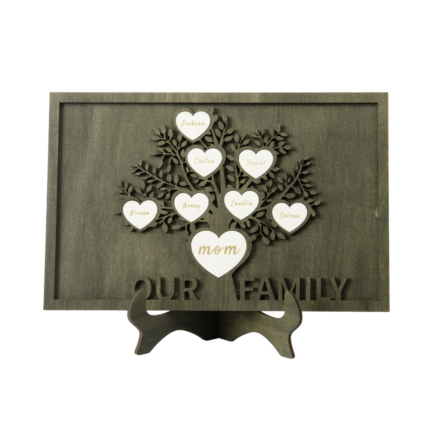 Family Tree Wood Frame Personalised Family Tree Sign Custom 8 Names Plaque-Jessemade AU
