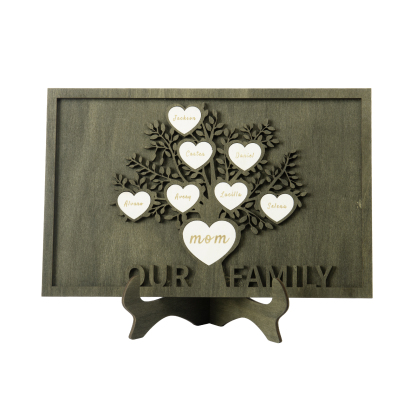 Family Tree Wood Frame Personalised Family Tree Sign Custom 8 Names Plaque-Jessemade AU