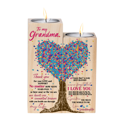 To My Grandma Family Tree Candle Holder You Mean The World To Me Wood Candlesticks Gifts for Grandma-Jessemade AU
