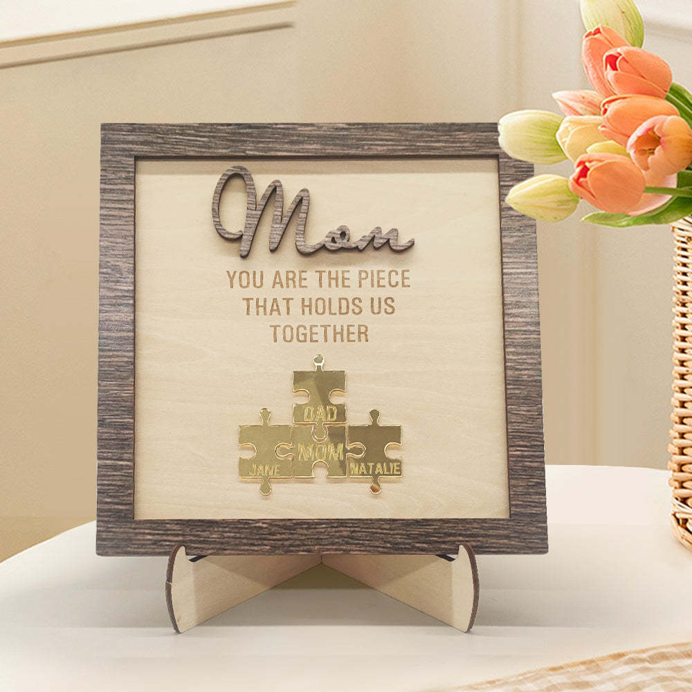 Personalised Mom Puzzle Sign Engrave 5 Names You Are the Piece That Holds Us Together Mother's Day Gift-Jessemade AU