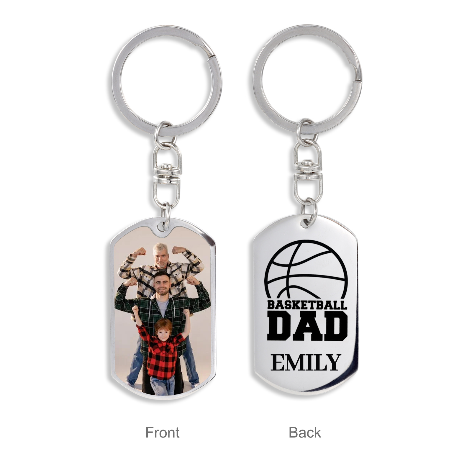 Custom Photo Keyring Engrave Name Father's Day Gifts for Basketball Lover-Jessemade AU