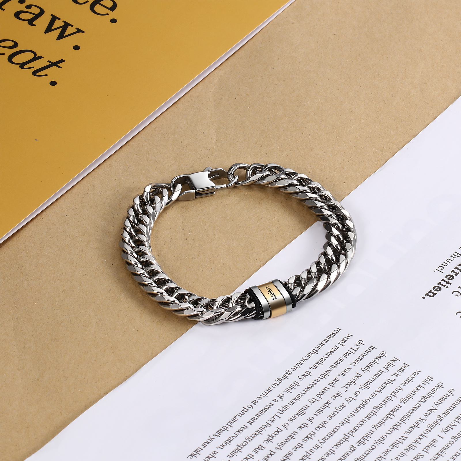 Personalised Cuban Chain Bracelet Customised Name Bracelet with 1 Beads-Jessemade AU